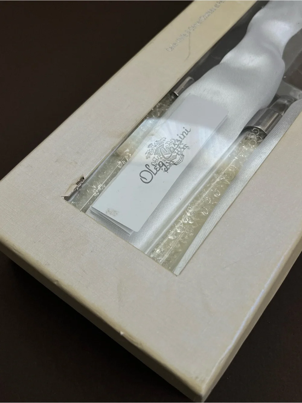 Oleg Cassini Crystal Handle Wedding Cake Serving Set